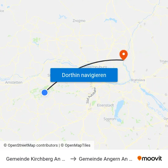 Gemeinde Kirchberg An Der Pielach to Gemeinde Angern An Der March map