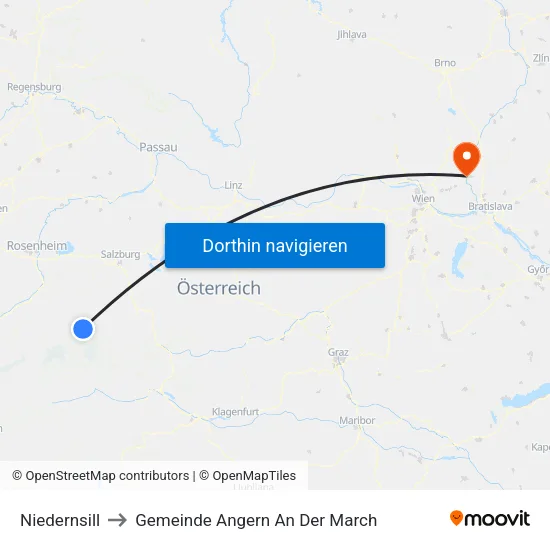 Niedernsill to Gemeinde Angern An Der March map