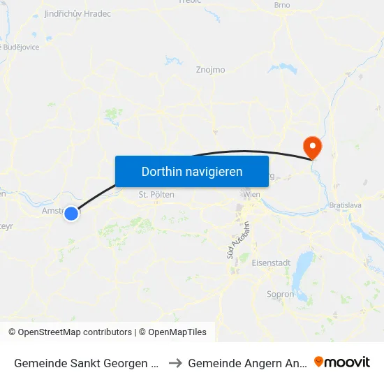 Gemeinde Sankt Georgen am Ybbsfelde to Gemeinde Angern An Der March map