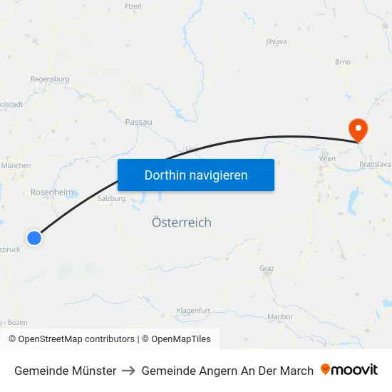 Gemeinde Münster to Gemeinde Angern An Der March map