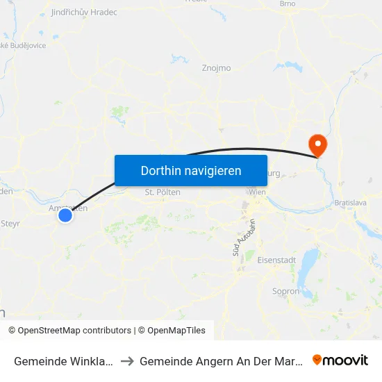 Gemeinde Winklarn to Gemeinde Angern An Der March map