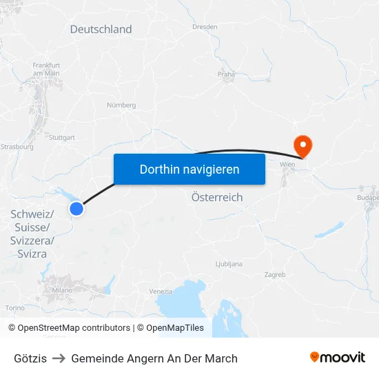 Götzis to Gemeinde Angern An Der March map