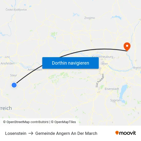 Losenstein to Gemeinde Angern An Der March map