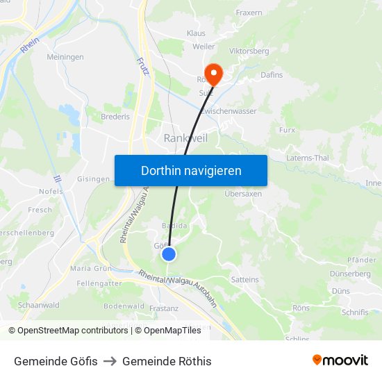 Gemeinde Göfis to Gemeinde Röthis map