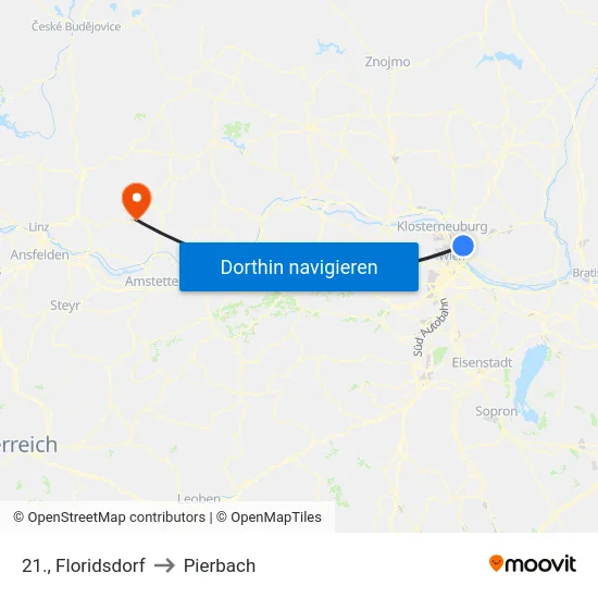 21., Floridsdorf to Pierbach map