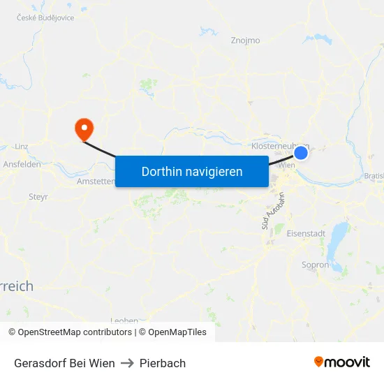 Gerasdorf Bei Wien to Pierbach map