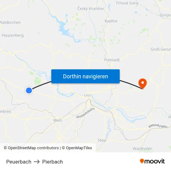 Peuerbach to Pierbach map