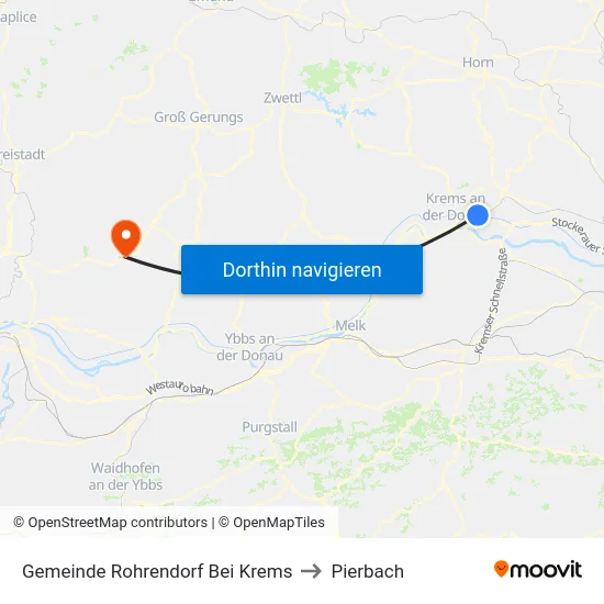 Gemeinde Rohrendorf Bei Krems to Pierbach map