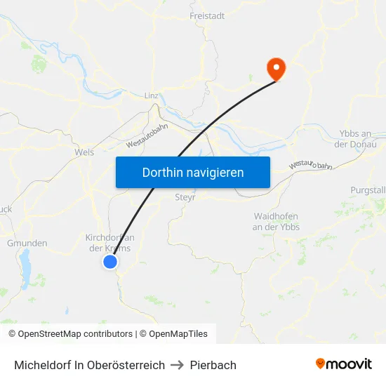 Micheldorf In Oberösterreich to Pierbach map