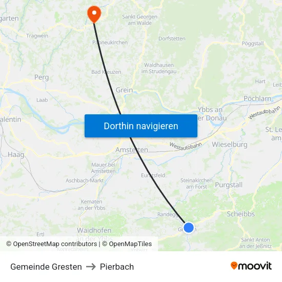 Gemeinde Gresten to Pierbach map