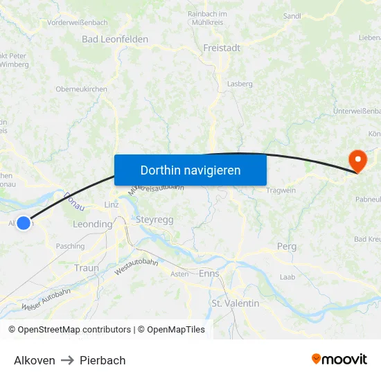 Alkoven to Pierbach map