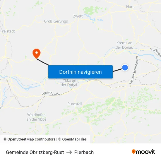 Gemeinde Obritzberg-Rust to Pierbach map
