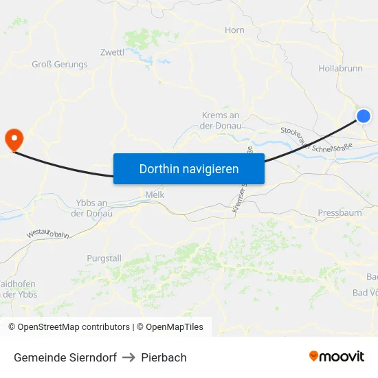 Gemeinde Sierndorf to Pierbach map