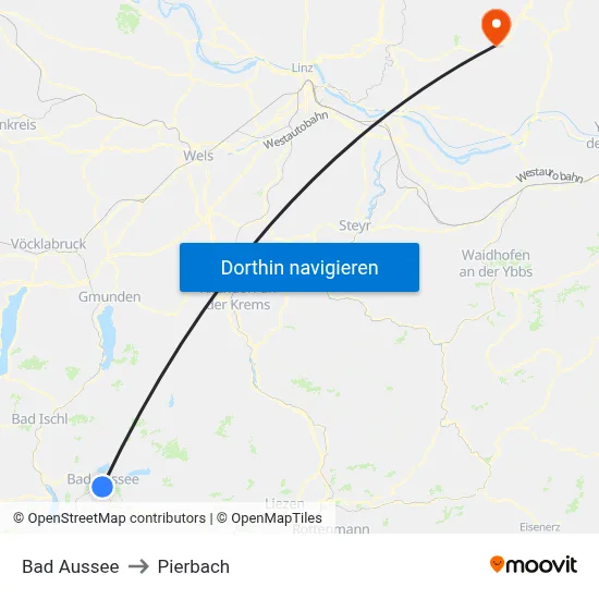 Bad Aussee to Pierbach map