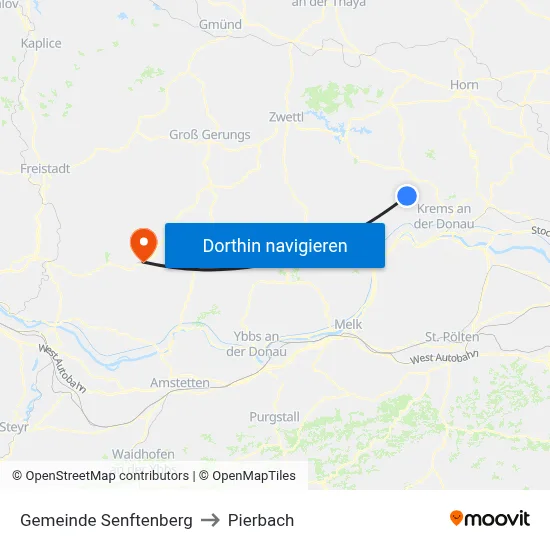 Gemeinde Senftenberg to Pierbach map