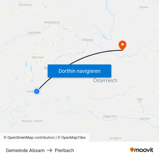 Gemeinde Absam to Pierbach map
