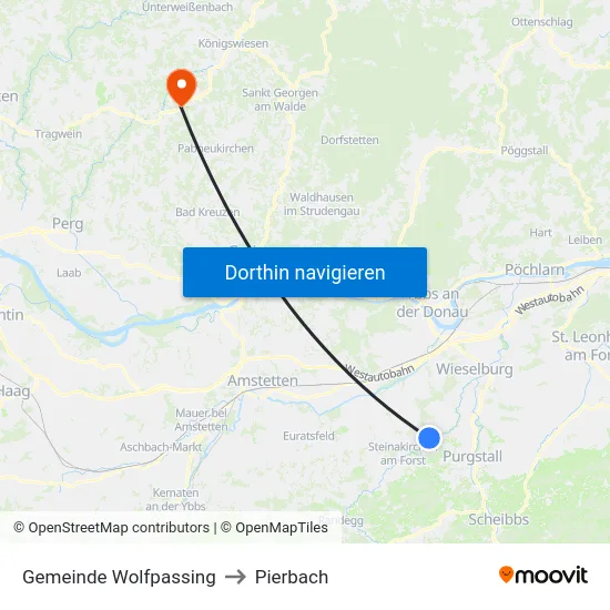 Gemeinde Wolfpassing to Pierbach map