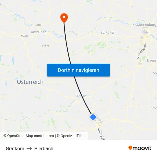 Gratkorn to Pierbach map