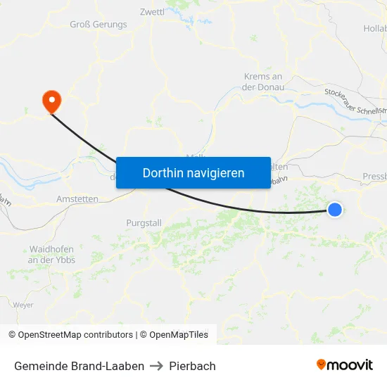 Gemeinde Brand-Laaben to Pierbach map