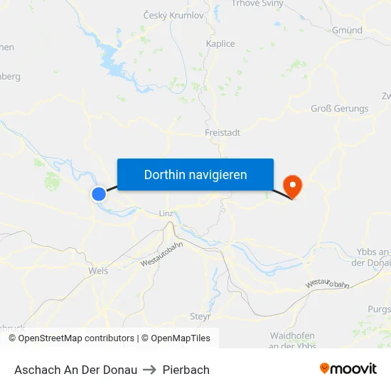 Aschach An Der Donau to Pierbach map
