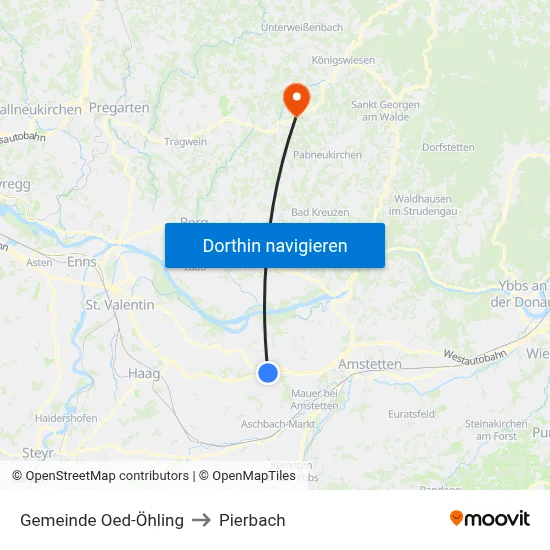 Gemeinde Oed-Öhling to Pierbach map