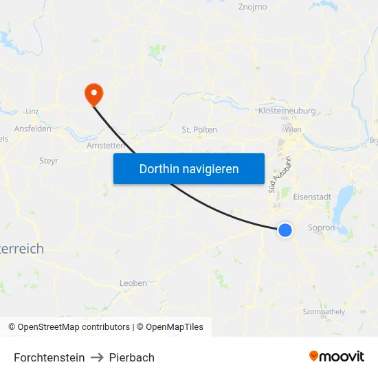 Forchtenstein to Pierbach map