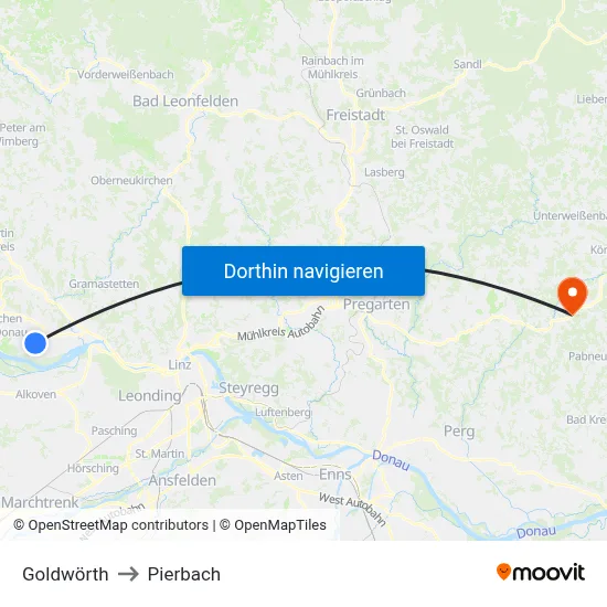 Goldwörth to Pierbach map