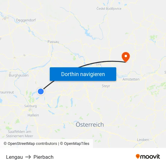 Lengau to Pierbach map