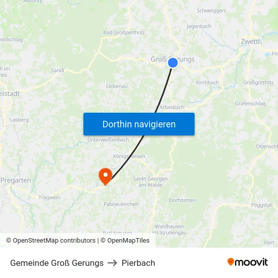 Gemeinde Groß Gerungs to Pierbach map