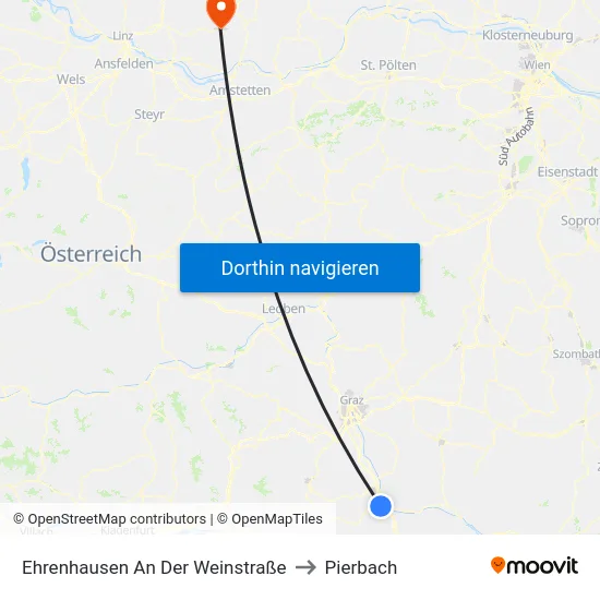 Ehrenhausen An Der Weinstraße to Pierbach map