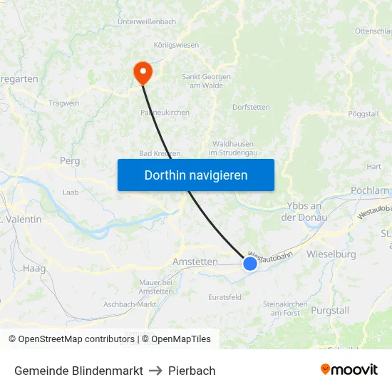 Gemeinde Blindenmarkt to Pierbach map