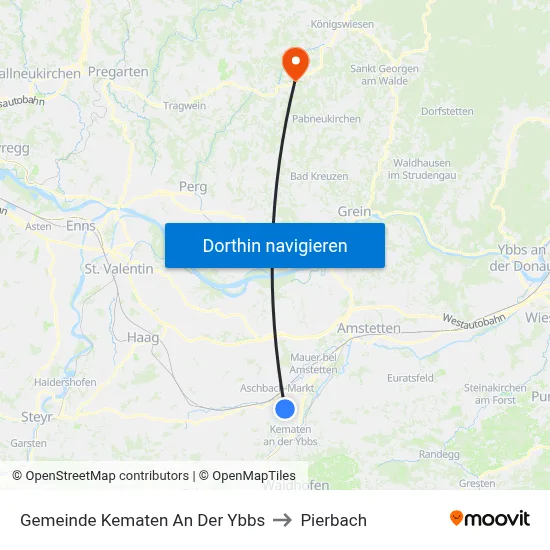 Gemeinde Kematen An Der Ybbs to Pierbach map