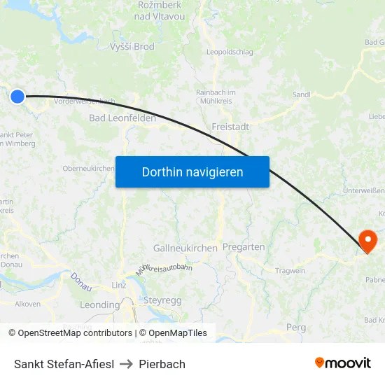 Sankt Stefan-Afiesl to Pierbach map