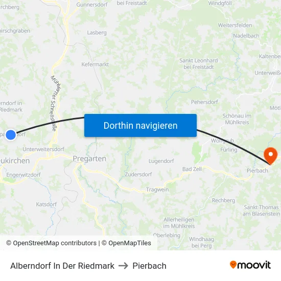 Alberndorf In Der Riedmark to Pierbach map
