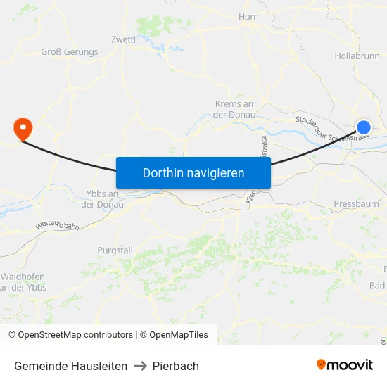 Gemeinde Hausleiten to Pierbach map