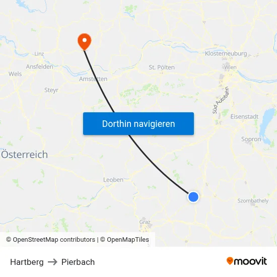 Hartberg to Pierbach map