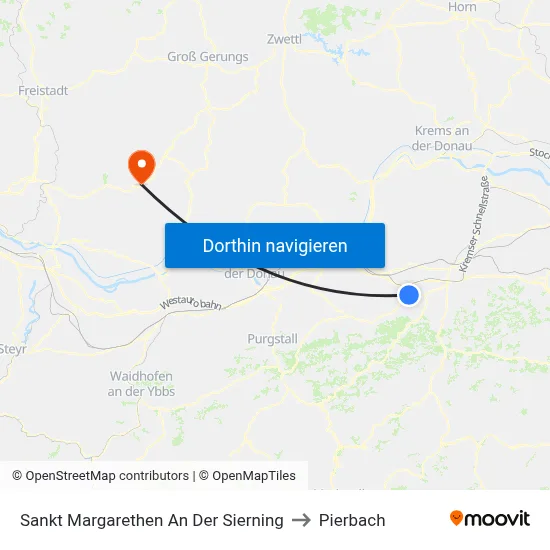 Sankt Margarethen An Der Sierning to Pierbach map