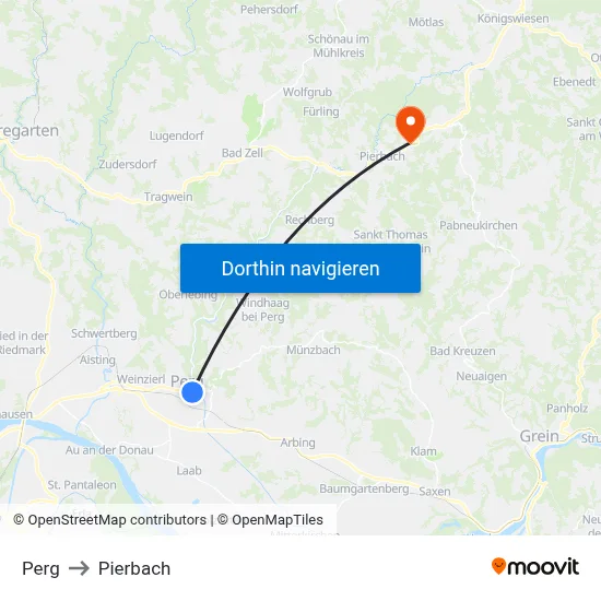Perg to Pierbach map