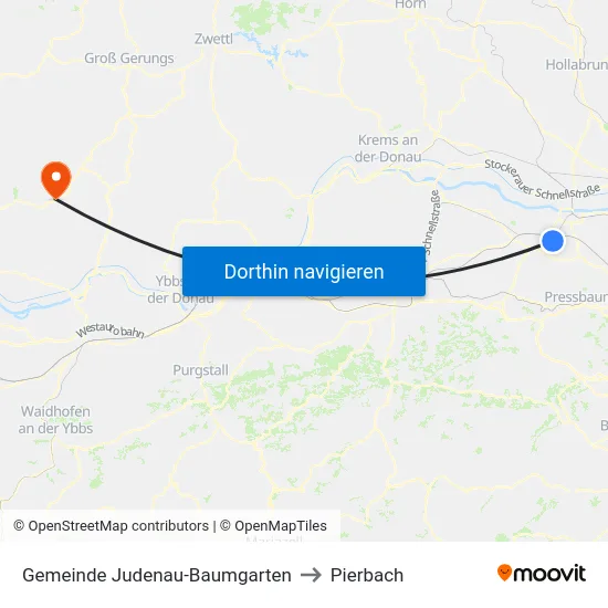 Gemeinde Judenau-Baumgarten to Pierbach map