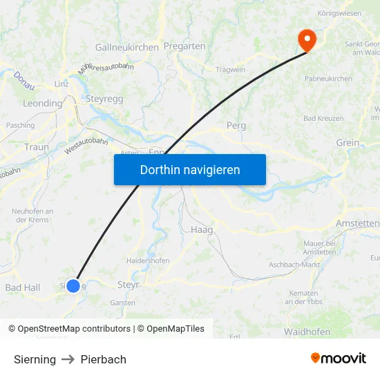 Sierning to Pierbach map