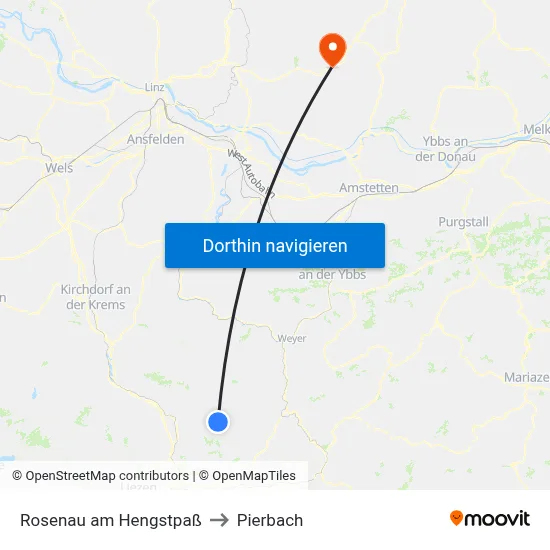 Rosenau am Hengstpaß to Pierbach map
