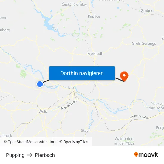 Pupping to Pierbach map