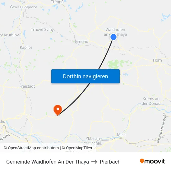 Gemeinde Waidhofen An Der Thaya to Pierbach map