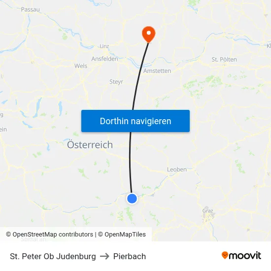St. Peter Ob Judenburg to Pierbach map