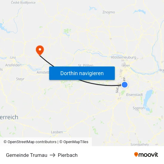 Gemeinde Trumau to Pierbach map