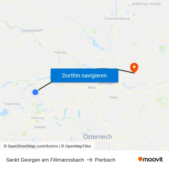 Sankt Georgen am Fillmannsbach to Pierbach map