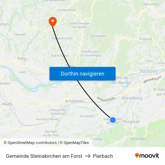 Gemeinde Steinakirchen am Forst to Pierbach map
