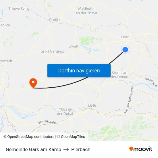 Gemeinde Gars am Kamp to Pierbach map