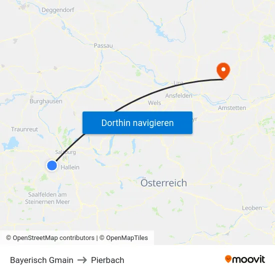 Bayerisch Gmain to Pierbach map