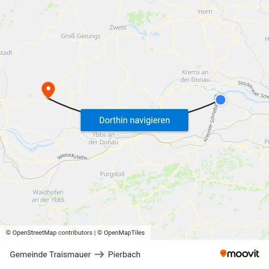 Gemeinde Traismauer to Pierbach map